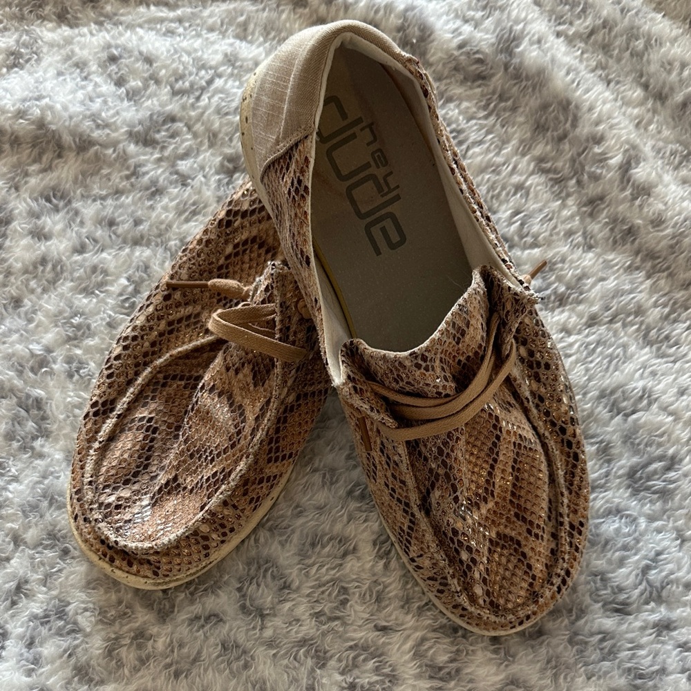 Hey Dude Women's Brown Snake Print Loafers